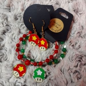 Super Mario Earrings and bracelet set...mix n match